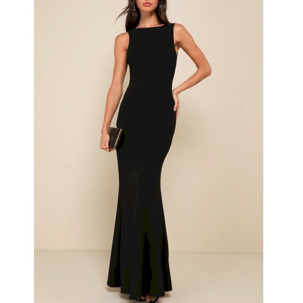 Lulu's Elegant Black Maxi Dress